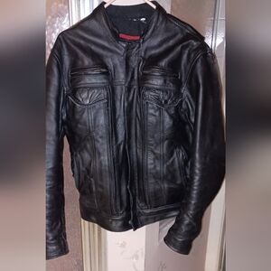 Men's Commuter Premium Natural Buffalo Armor Motorcycle Leather Biker Jacket M